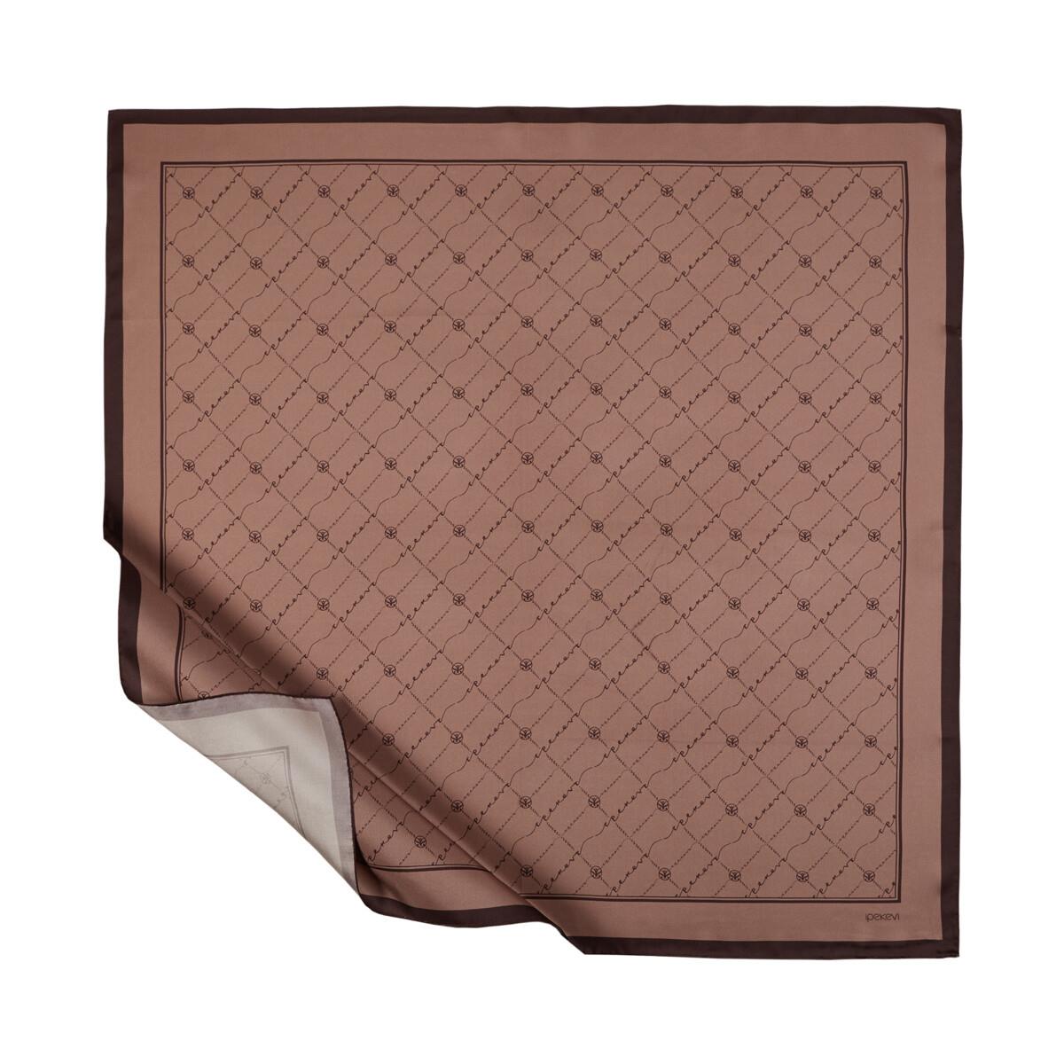 İpekevi İpek Monogram Tivil Eşarp 1141-Puslu Leylak