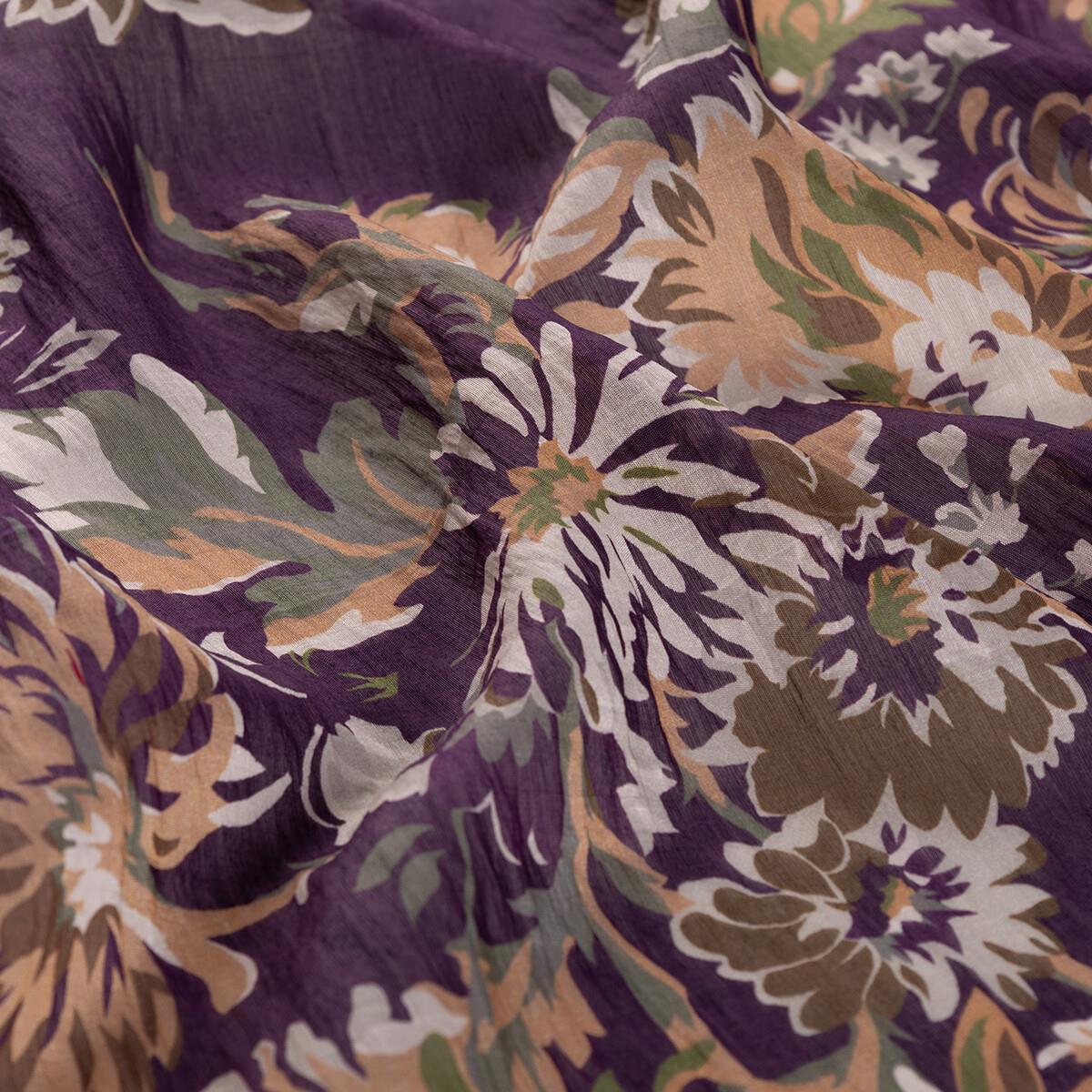 İpekevi Kasımpatı Desenli Tensel Soft Eşarp 02220-İncir Moru