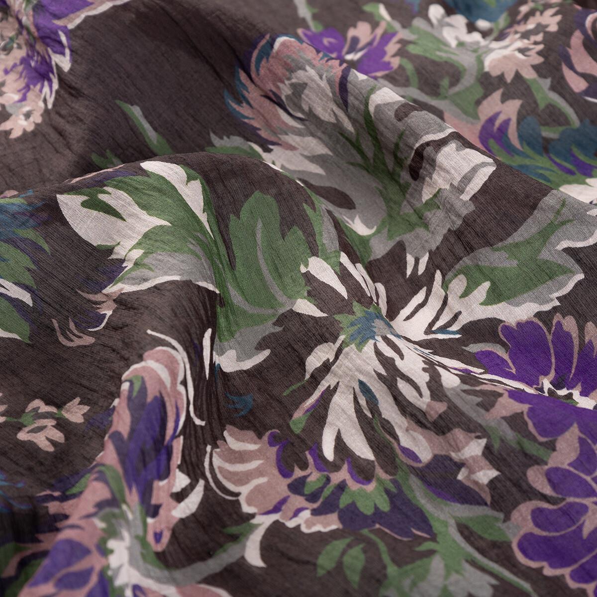 İpekevi Kasımpatı Desenli Tensel Soft Eşarp 02220-Kahve Yeşil