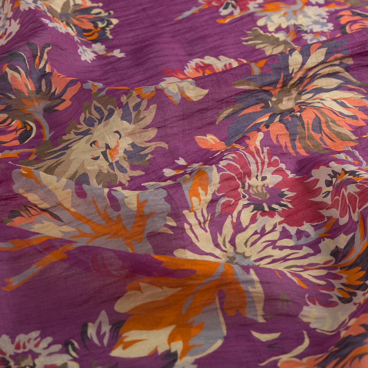 İpekevi Kasımpatı Desenli Tensel Soft Eşarp 02220-Mürdüm