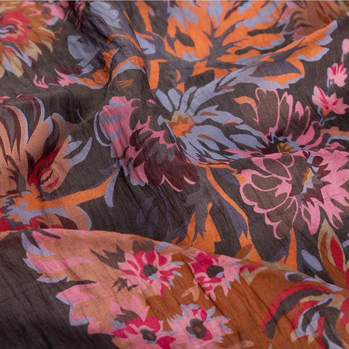 İpekevi Kasımpatı Desenli Tensel Soft Eşarp 02220-Füme Fuşya