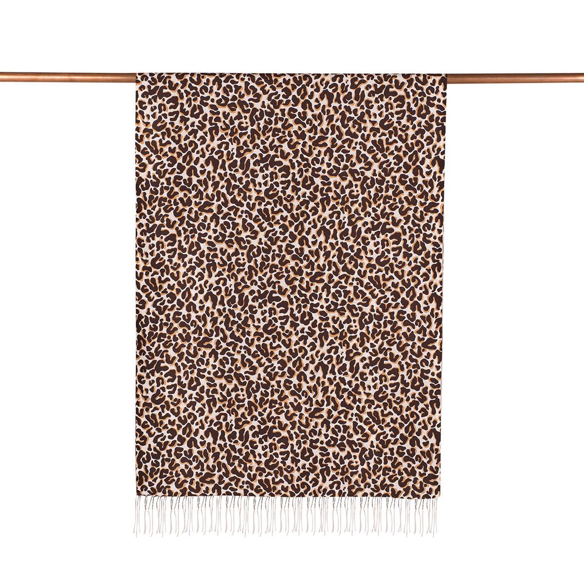 İpekevi Leopar Desenli İpek Şal 02452-Kahve