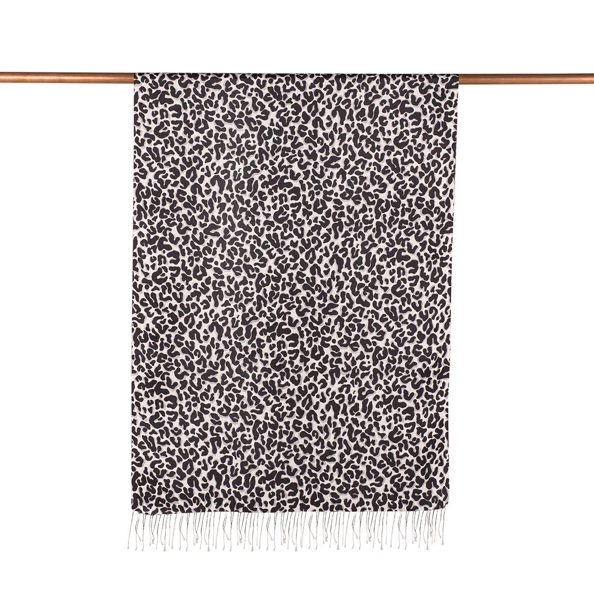 İpekevi Leopar Desenli İpek Şal 02452-Siyah