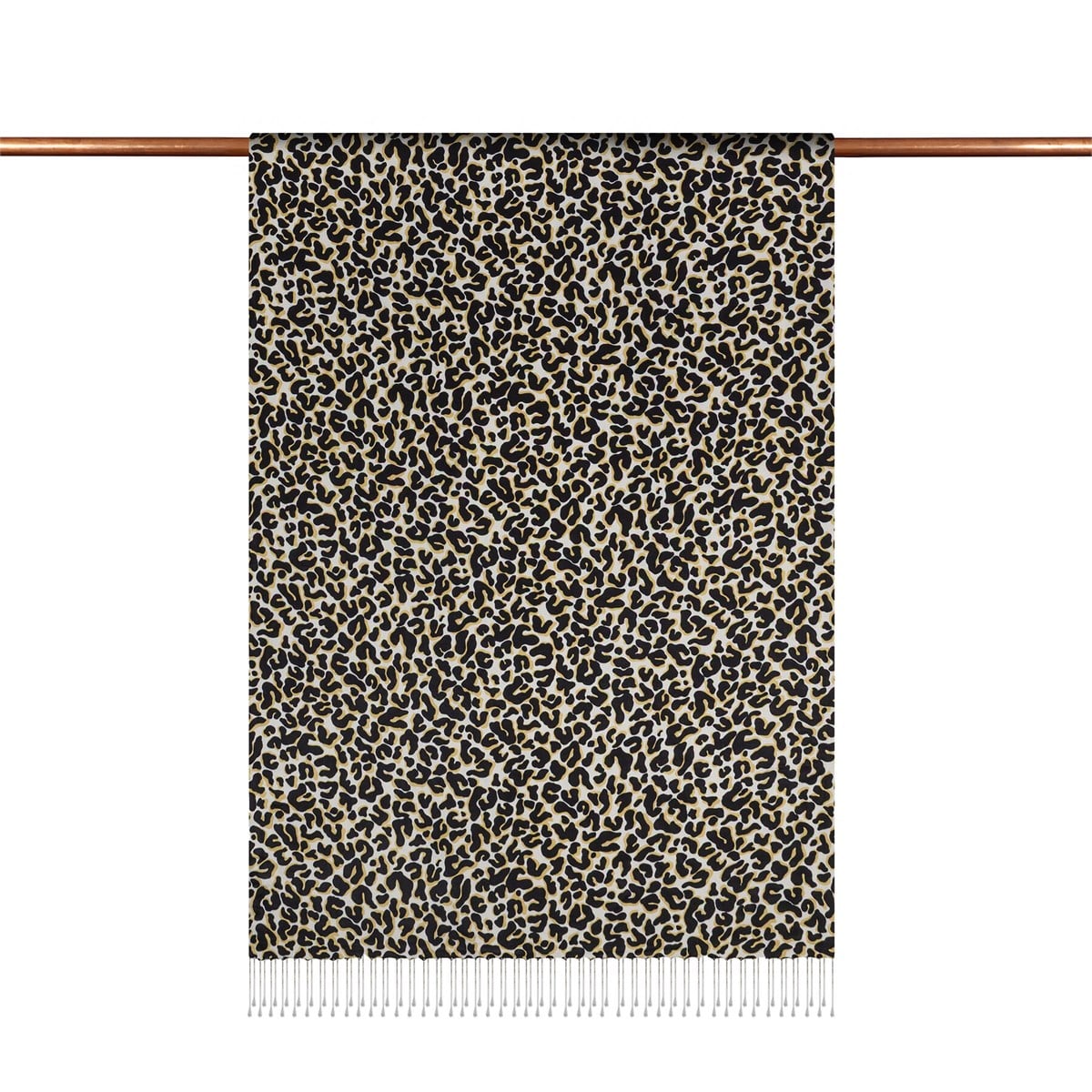 İpekevi Leopar Desenli İpek Şal 02452-Siyah Gold