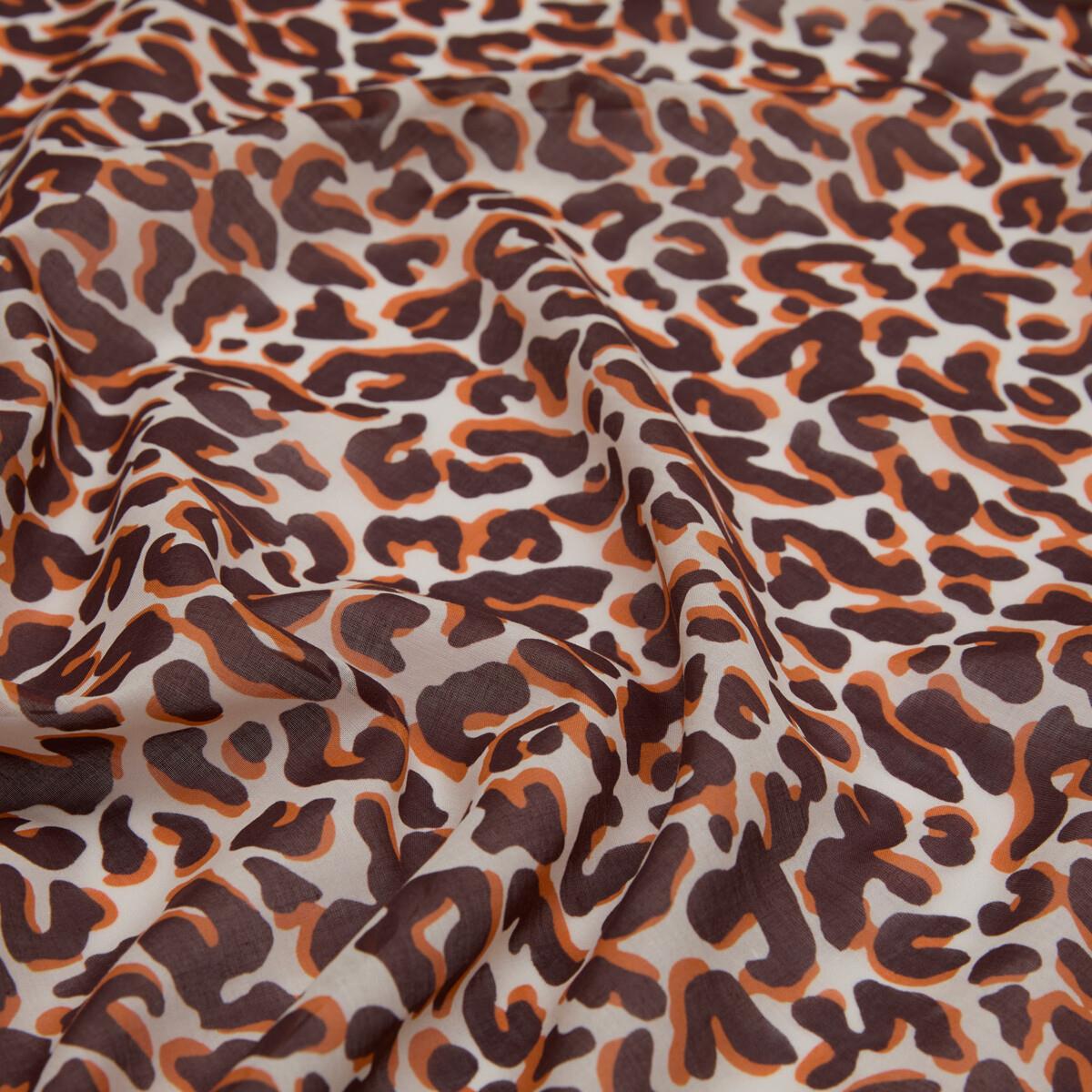 İpekevi Leopar Desenli Pamuk Eşarp 01414-Kahve