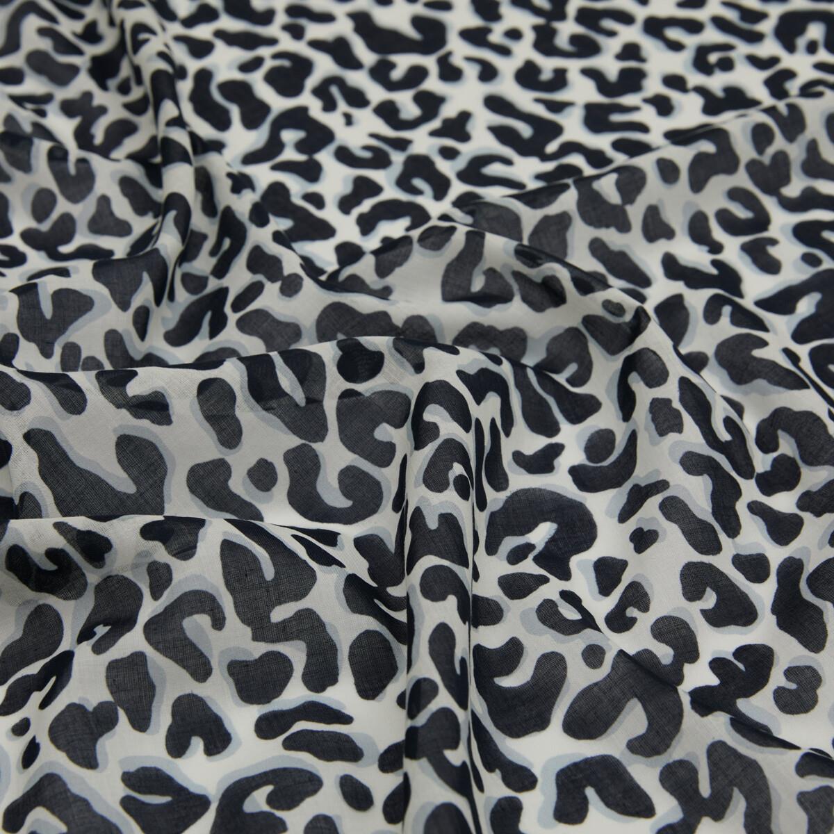 İpekevi Leopar Desenli Pamuk Eşarp 01414-Siyah