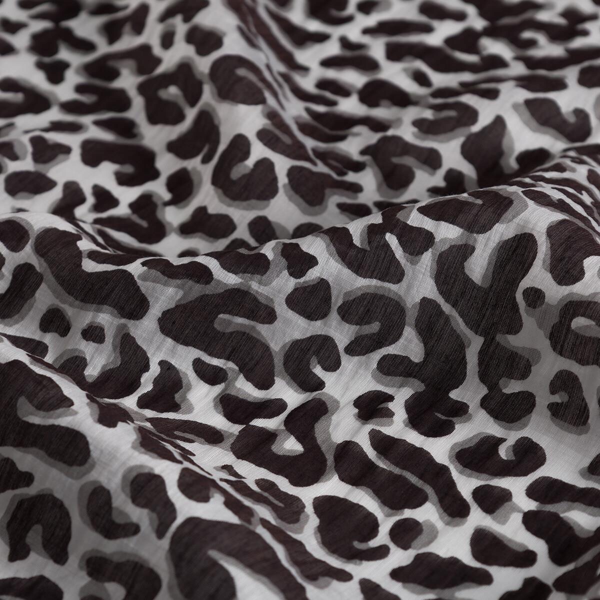 İpekevi Leopar Desenli Tensel Şal 02880-Siyah Beyaz
