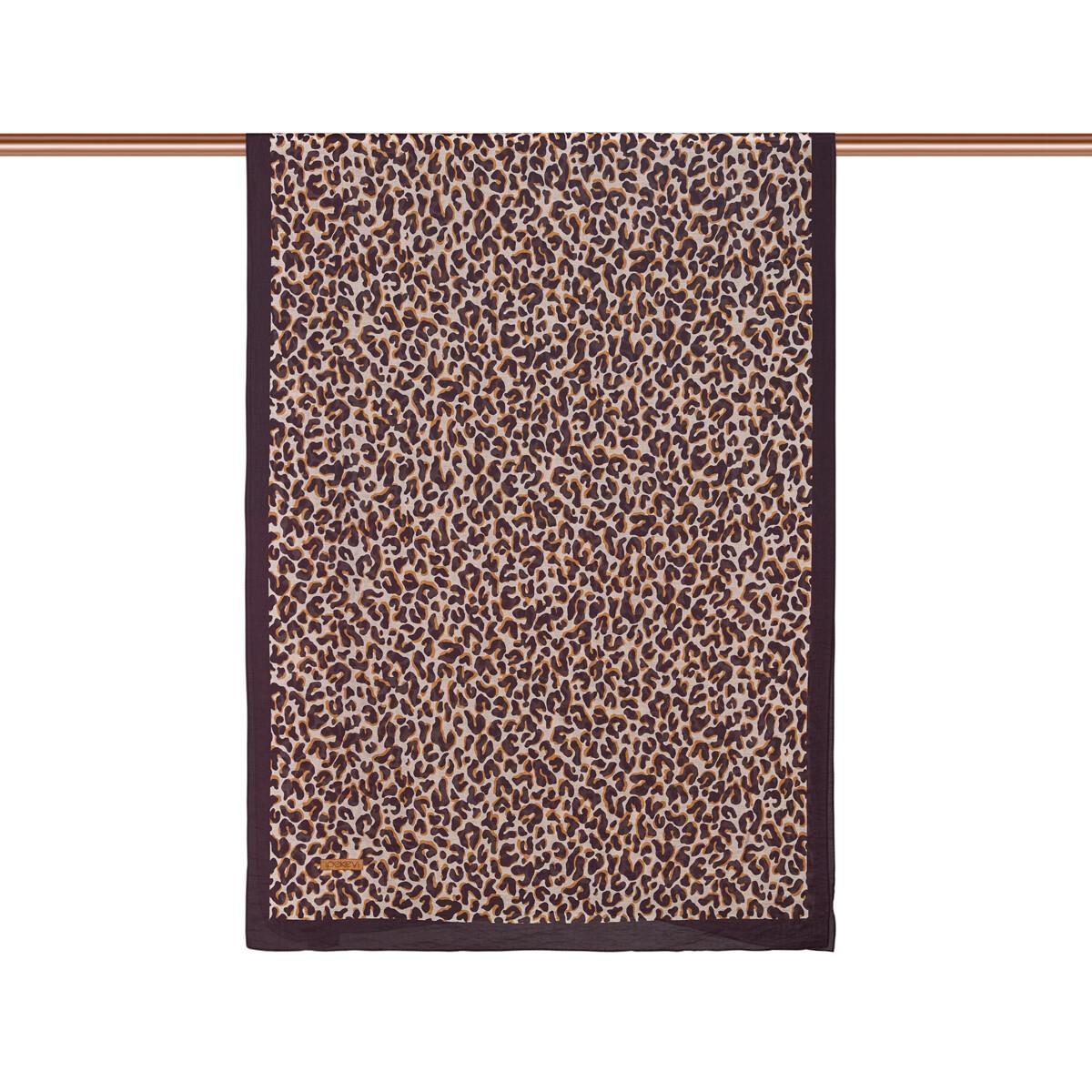 İpekevi Leopar Desenli Tensel Şal 02880-Kahverengi