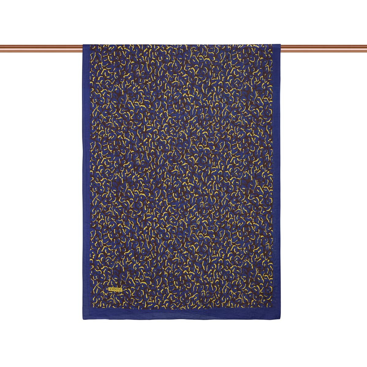 İpekevi Leopar Desenli Tensel Şal 02880-Lacivert