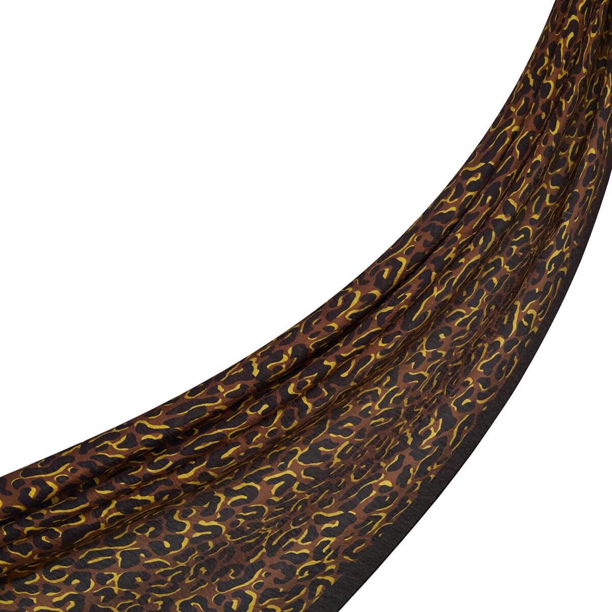 İpekevi Leopar Desenli Tensel Şal 02880-Siyah Gold