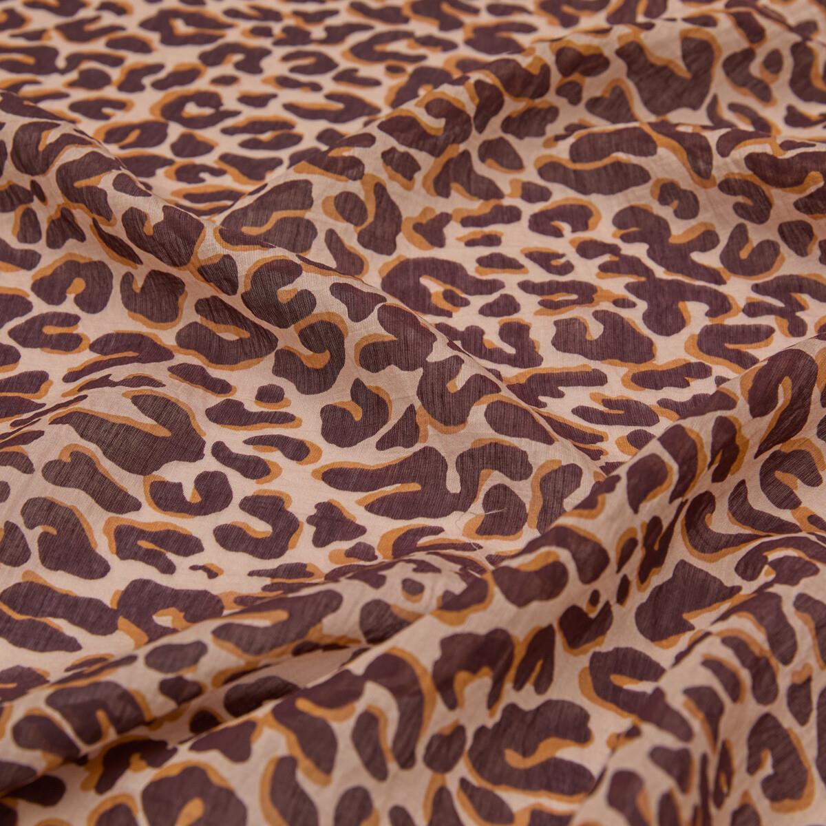 İpekevi Leopar Desenli Tensel Şal 02880-Kahverengi