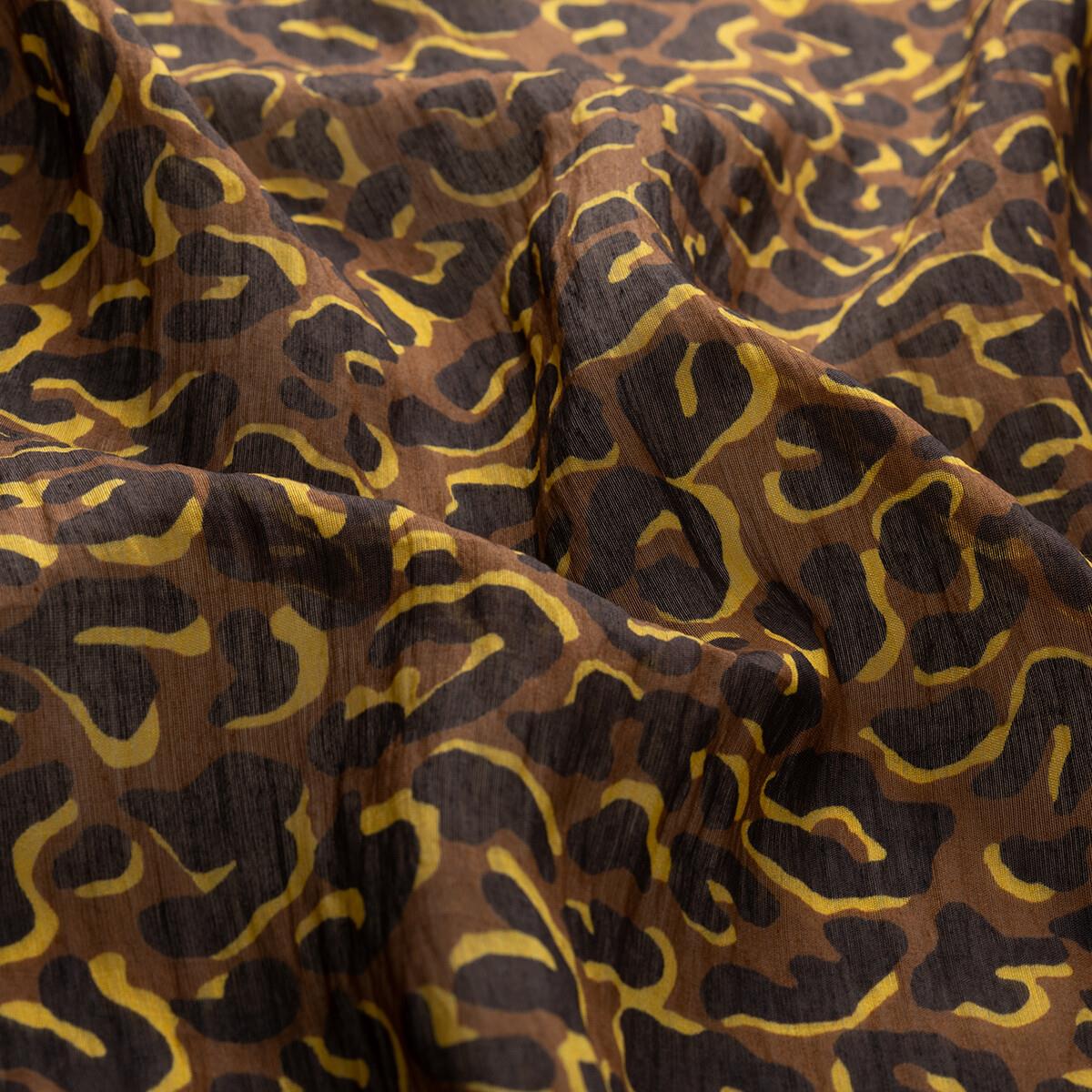 İpekevi Leopar Desenli Tensel Soft Eşarp 02218-Siyah Gold