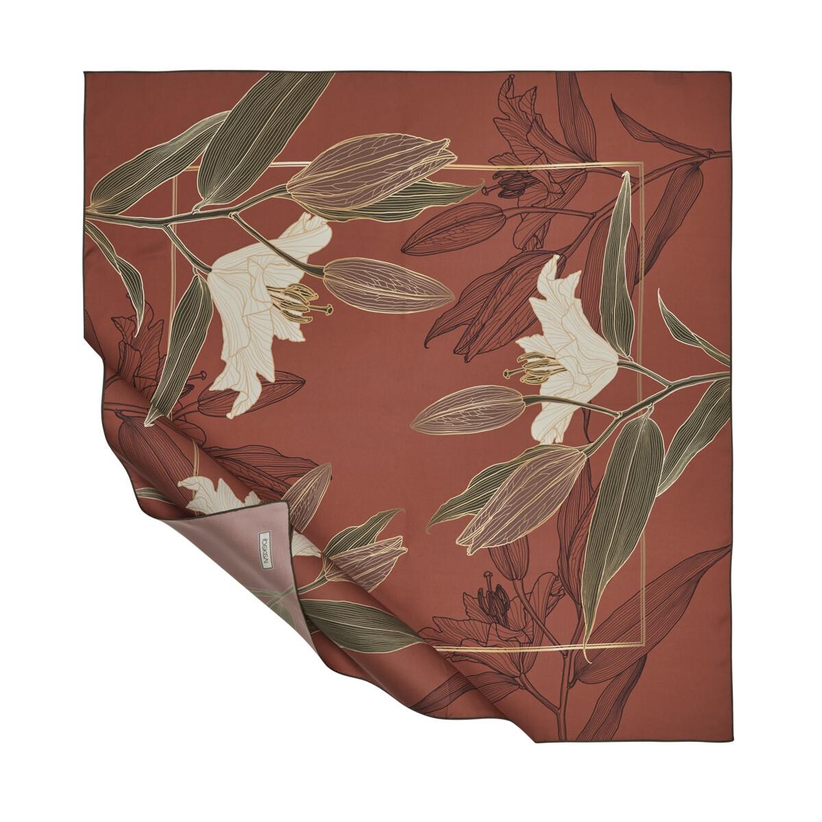 İpekevi Lilyum Tivil İpek Eşarp 01255-Terracotta