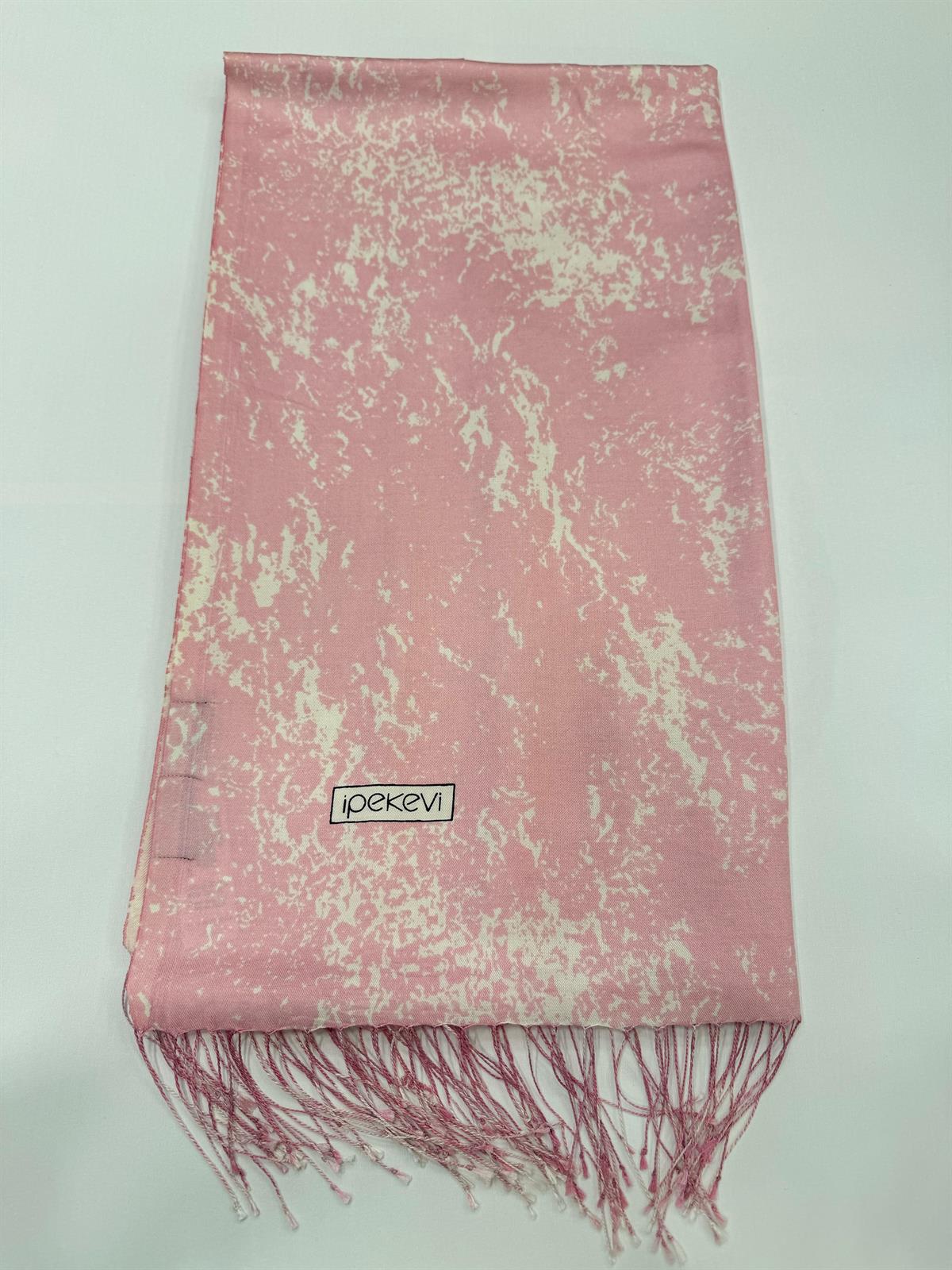 İpekevi Mermer Desenli İpek Şal 05246-Pembe