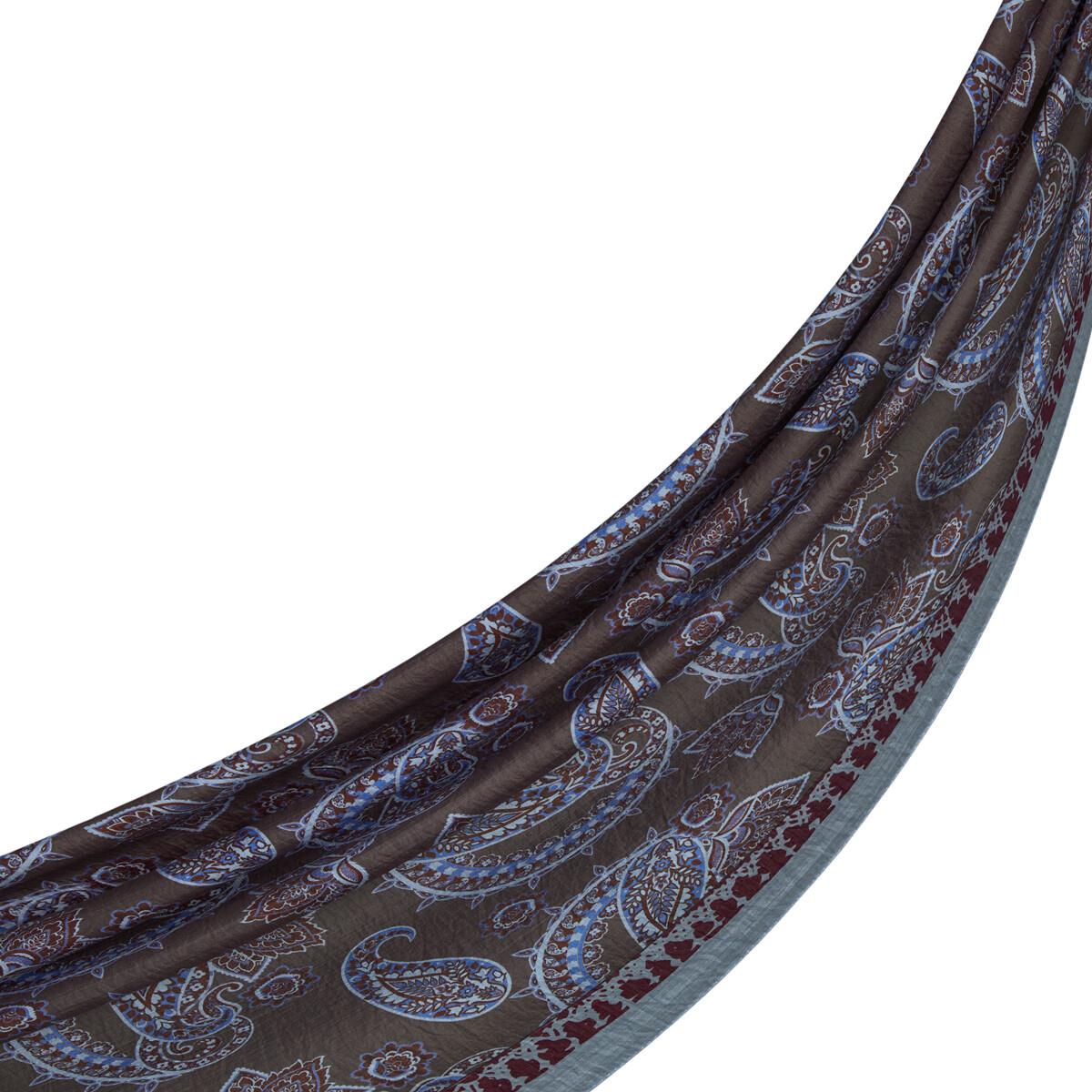 İpekevi Mezopotamya Desenli Tensel Şal 02888-Gümüş Vizon