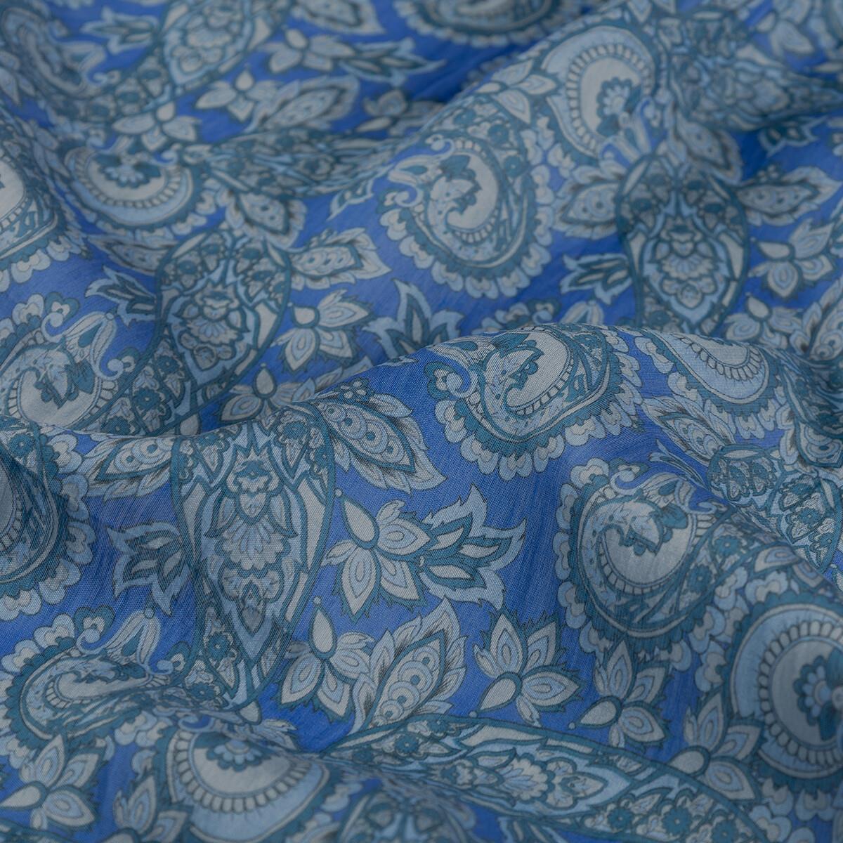 İpekevi Mezopotamya Model 02 Desenli Tensel Soft  Eşarp 02224-İndigo