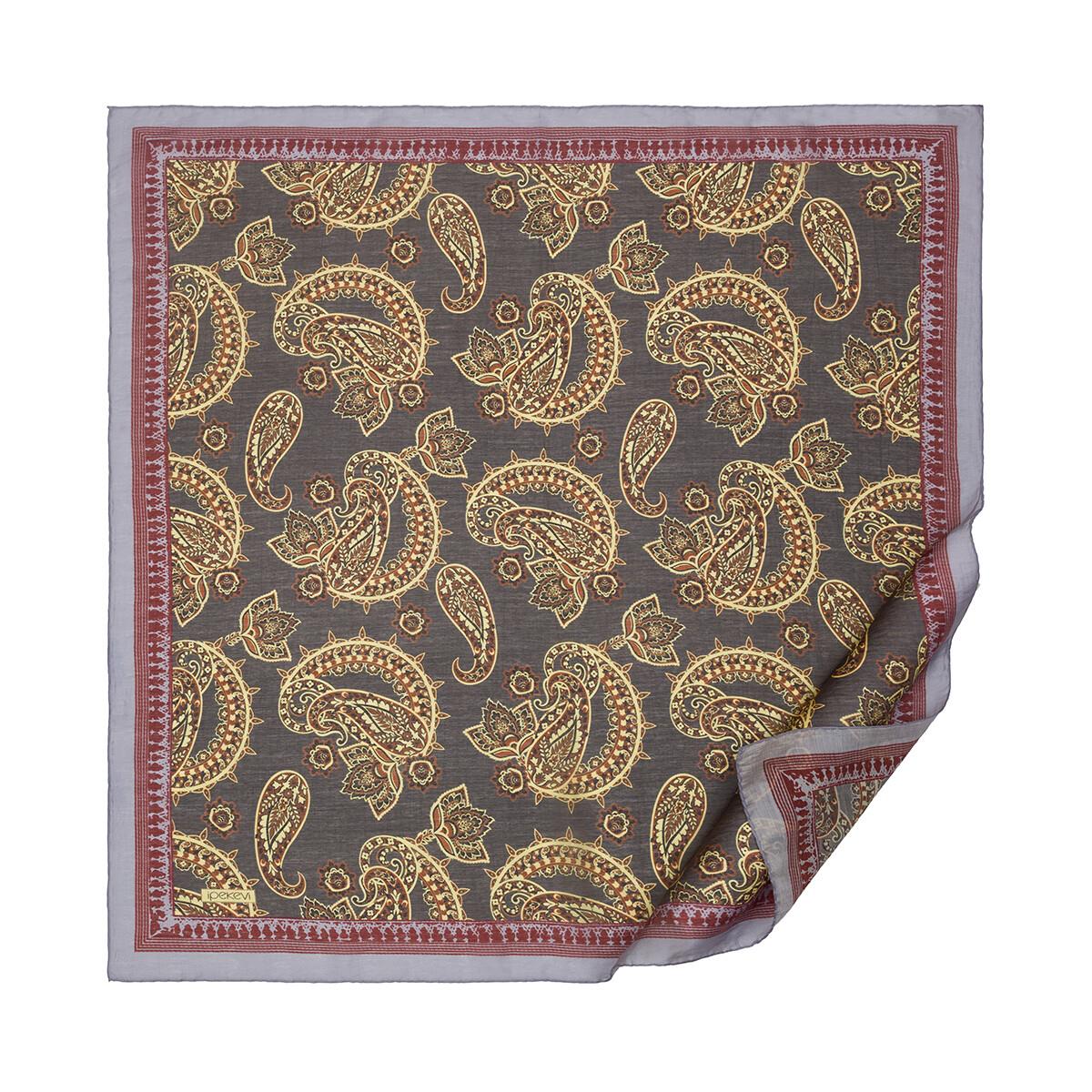 İpekevi Mezopotamya Model 04 Desenli Tensel Soft Eşarp 02227-Siyah Gold