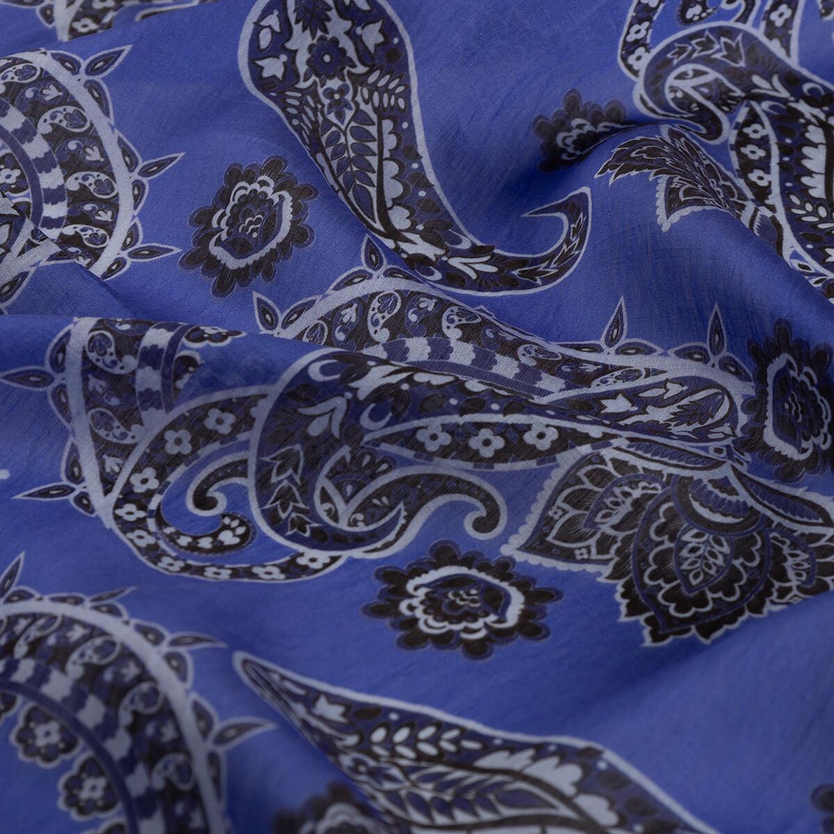 İpekevi Mezopotamya Model 04 Desenli Tensel Soft Eşarp 02227-Saks Mavi