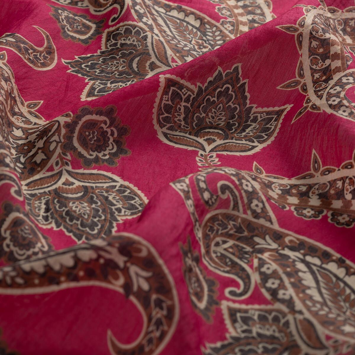 İpekevi Mezopotamya Model 04 Desenli Tensel Soft Eşarp 02227-Fuşya