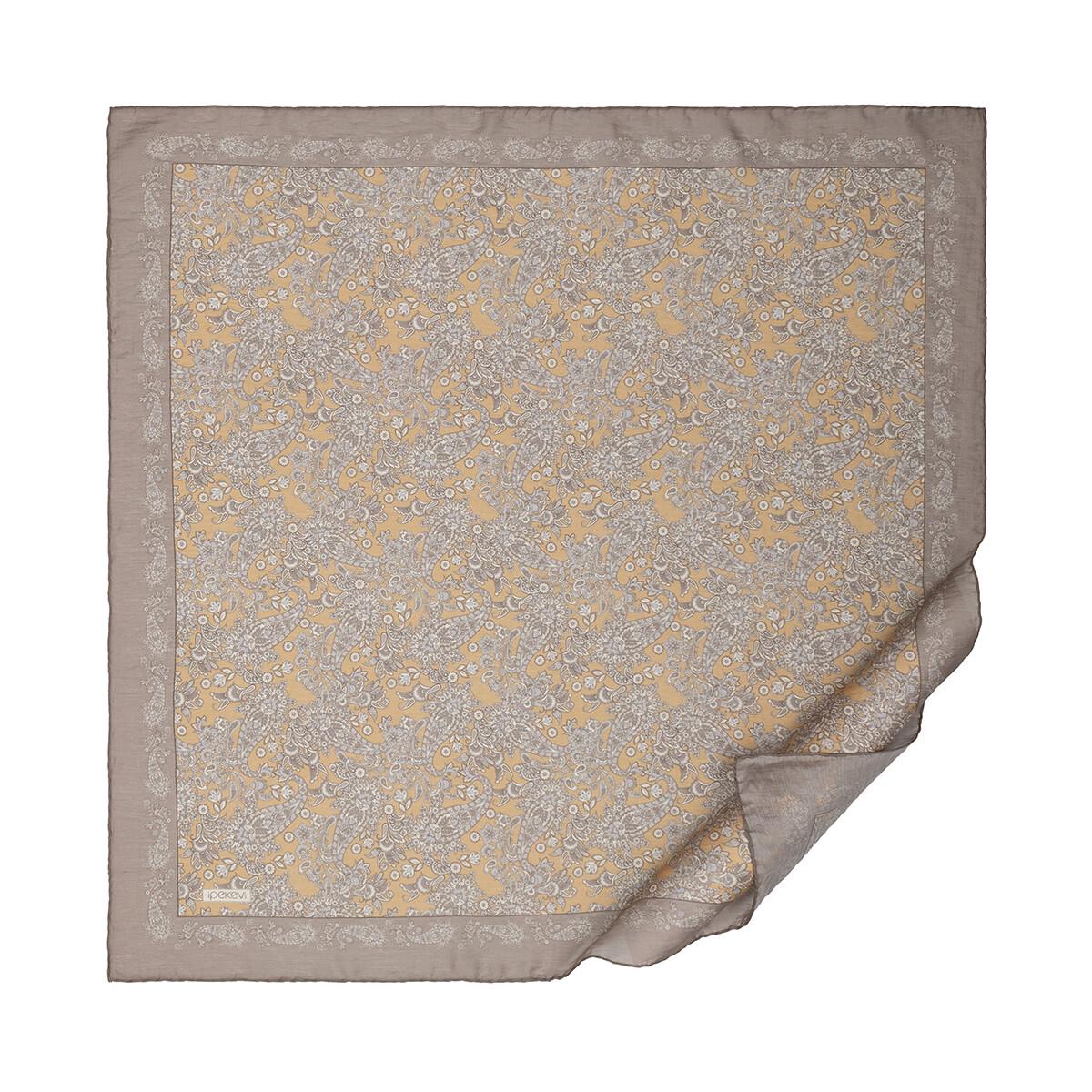 İpekevi Mezopotamya Model 06 Desenli Tensel Soft Eşarp  02225-Vizon