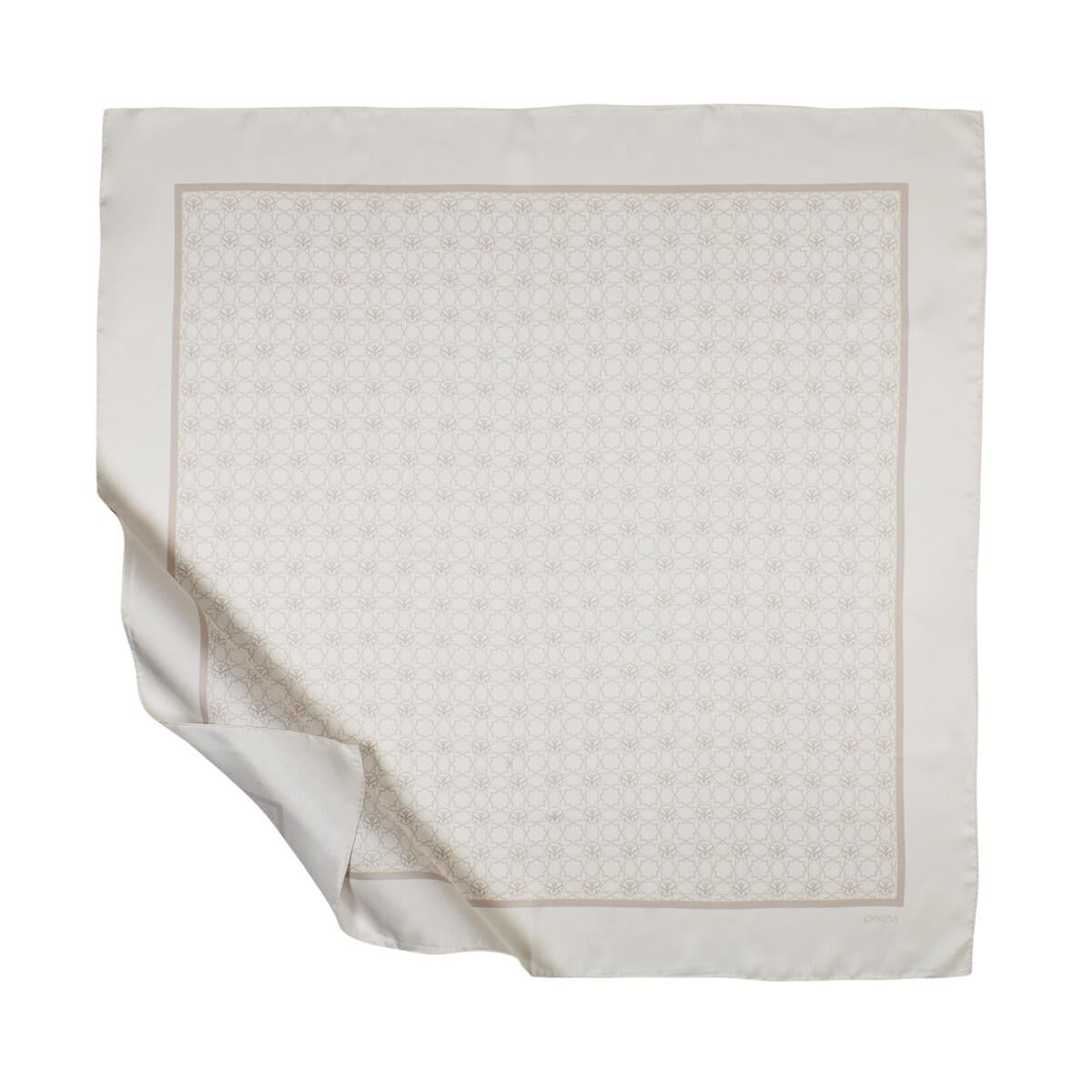 İpekevi Mini Seljuk Monogram Eşarp 01123-Krem