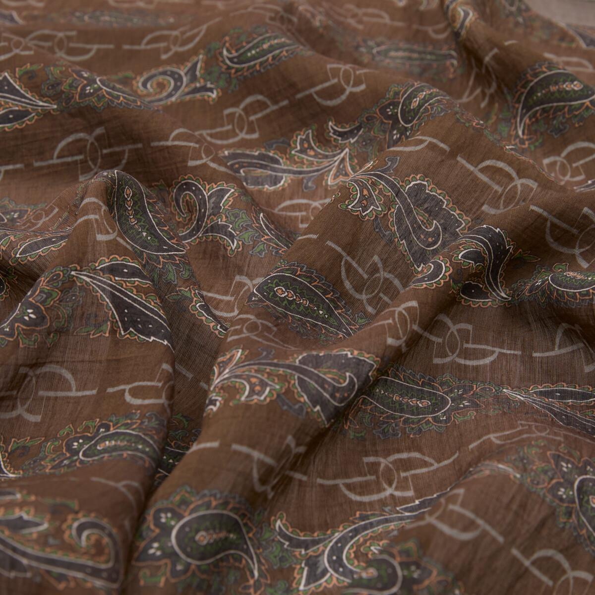 İpekevi Monogram Desenli Tensel Şal  02891-Acı Kahve Füme