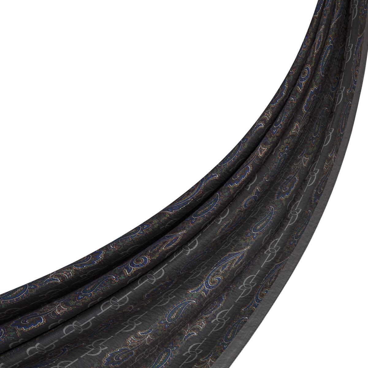 İpekevi Monogram Desenli Tensel Şal  02891-Füme Gri
