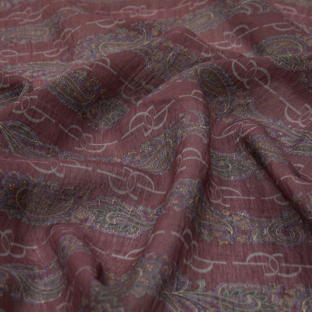 İpekevi Monogram Desenli Tensel Şal  02891-Mürdüm Füme