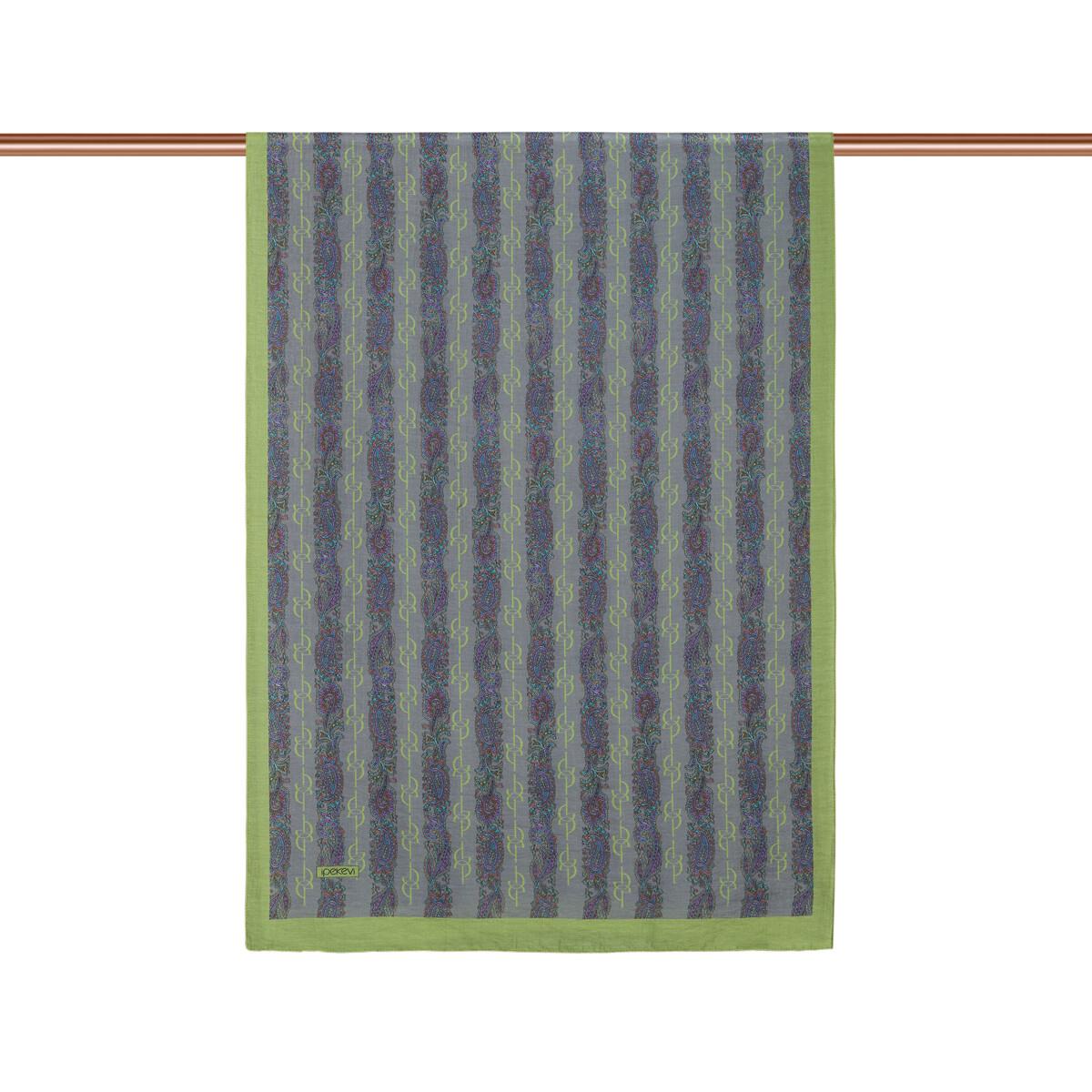 İpekevi Monogram Desenli Tensel Şal  02891-Çam Kokusu Füme