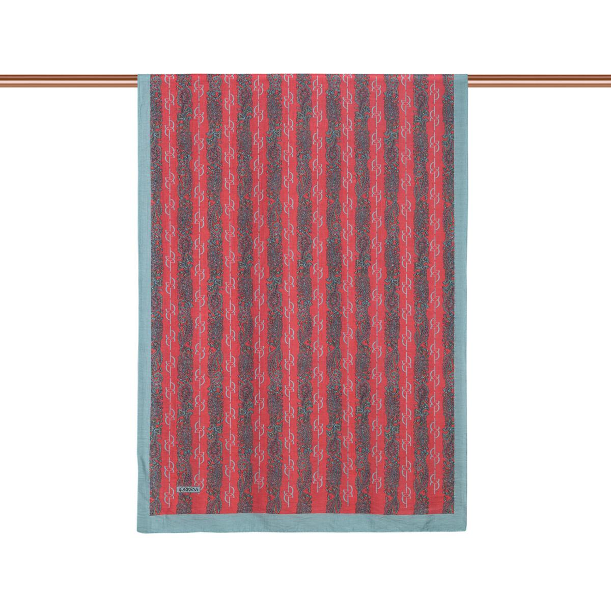 İpekevi Monogram Desenli Tensel Şal  02891-Bordo Gri