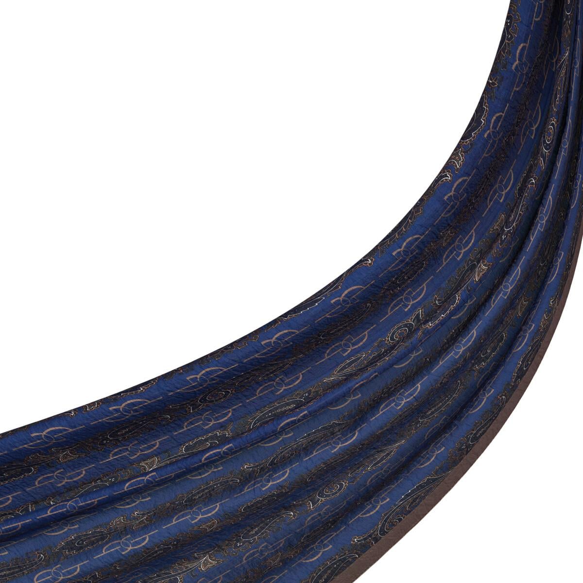 İpekevi Monogram Desenli Tensel Şal  02891-Kot Mavisi Vizon