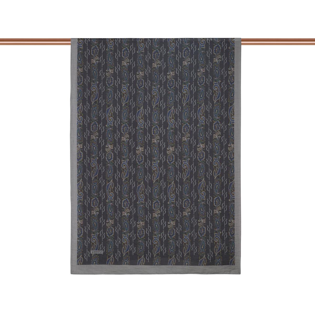 İpekevi Monogram Desenli Tensel Şal  02891-Füme Gri