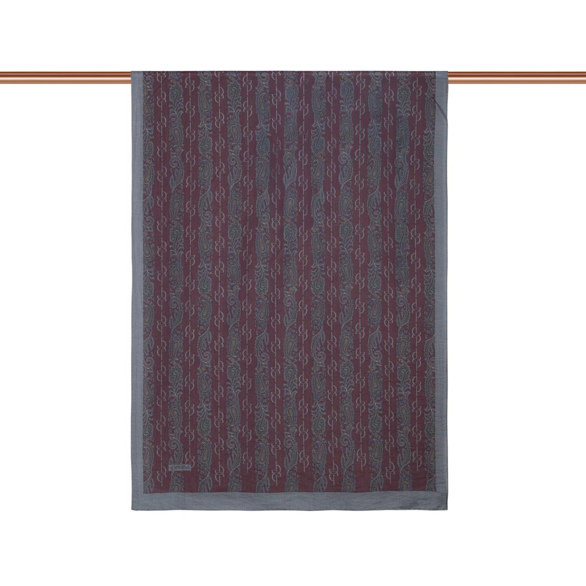 İpekevi Monogram Desenli Tensel Şal  02891-Mürdüm Füme