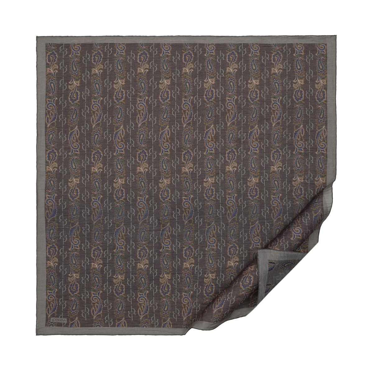 İpekevi Monogram Desenli Tensel Soft Eşarp 02217-Füme Gri