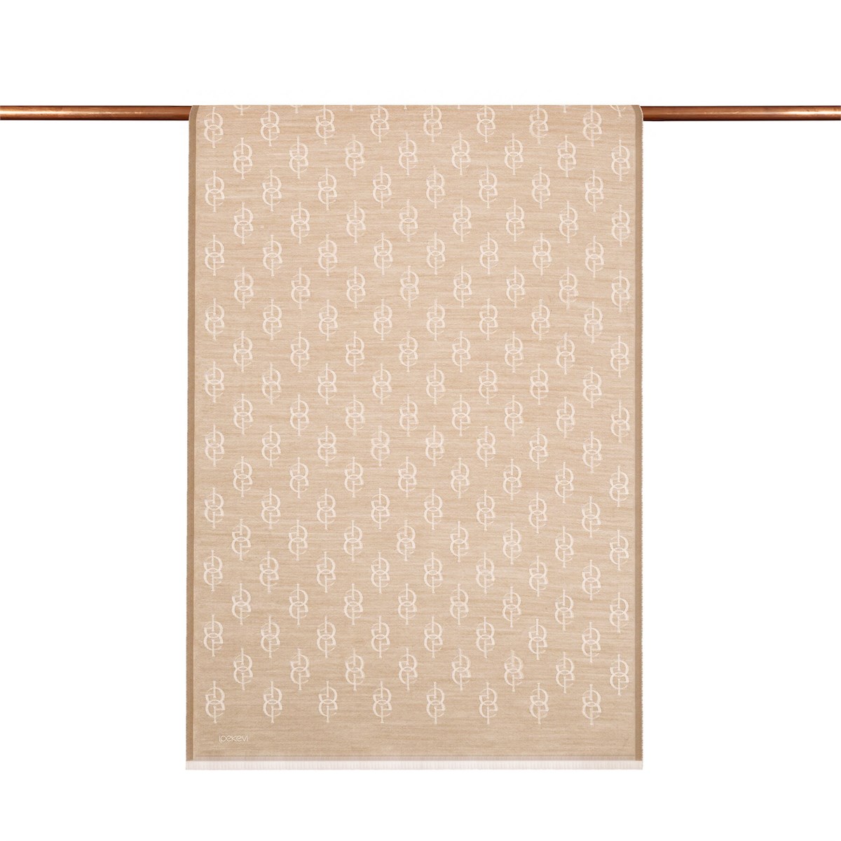 İpekevi Monogram Yün İpek Şal 09326-Açık Fondöten