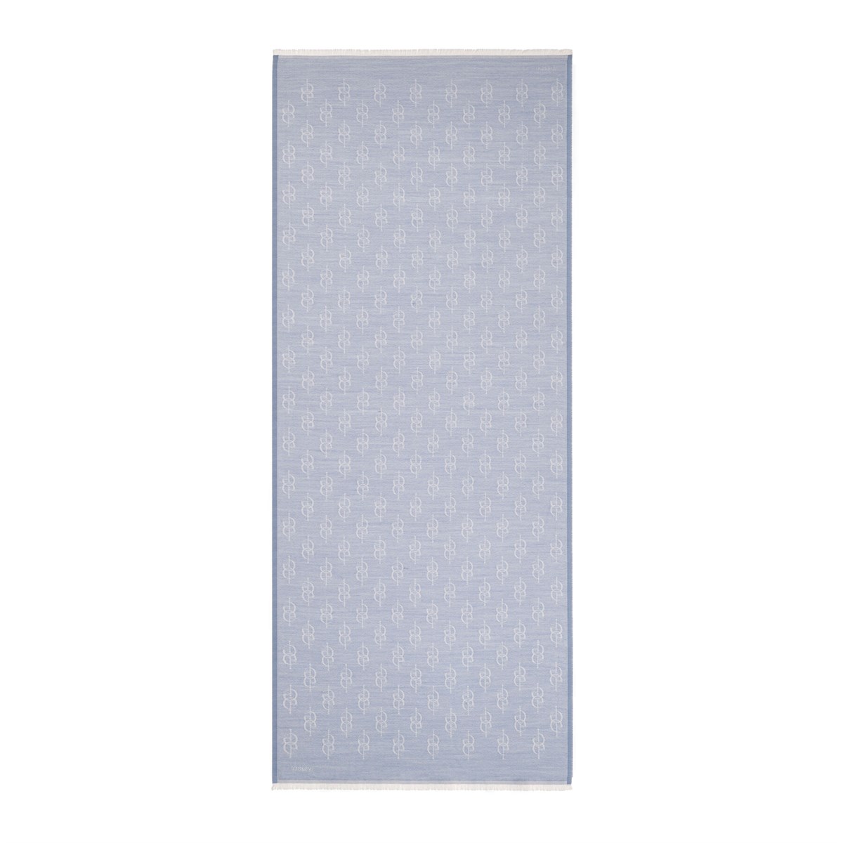 İpekevi Monogram Yün İpek Şal 09326-Bebe Mavisi