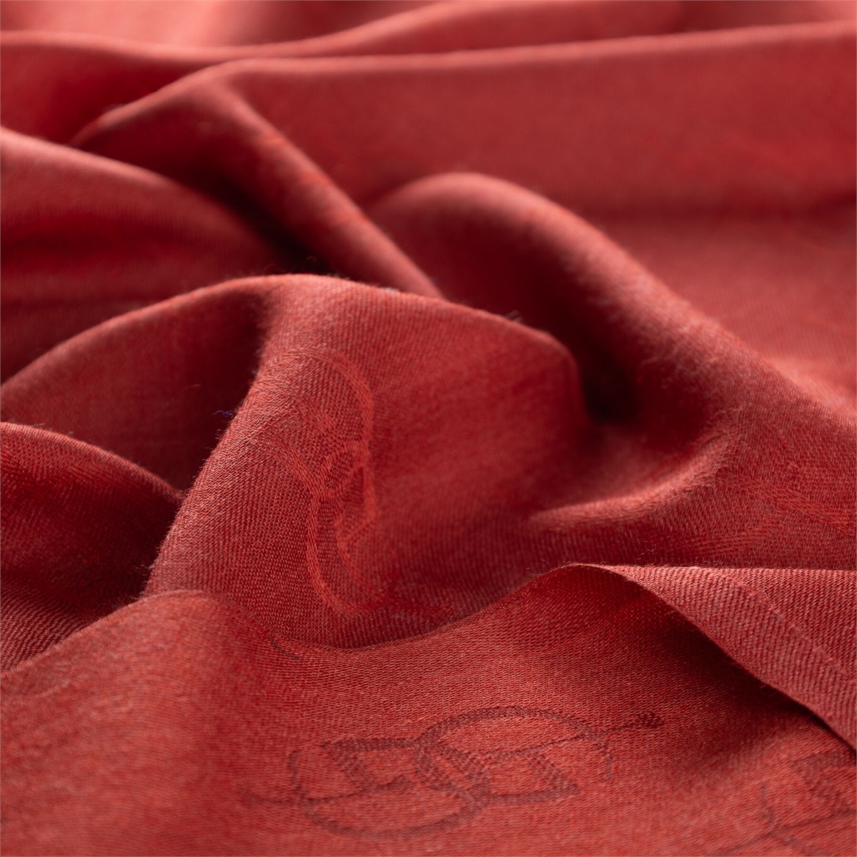 İpekevi Monogram Yün İpek Şal 09326-Bordo