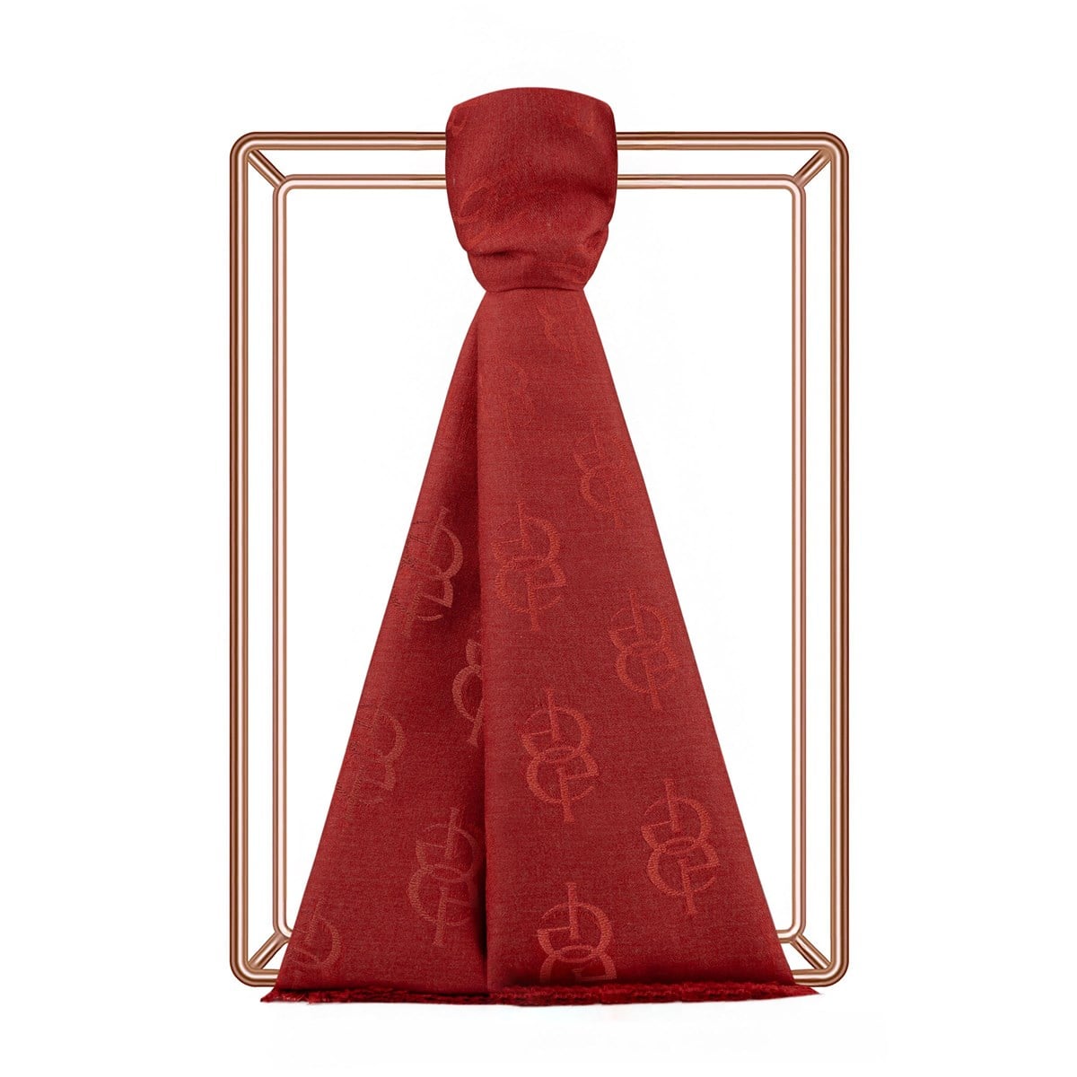 İpekevi Monogram Yün İpek Şal 09326-Bordo