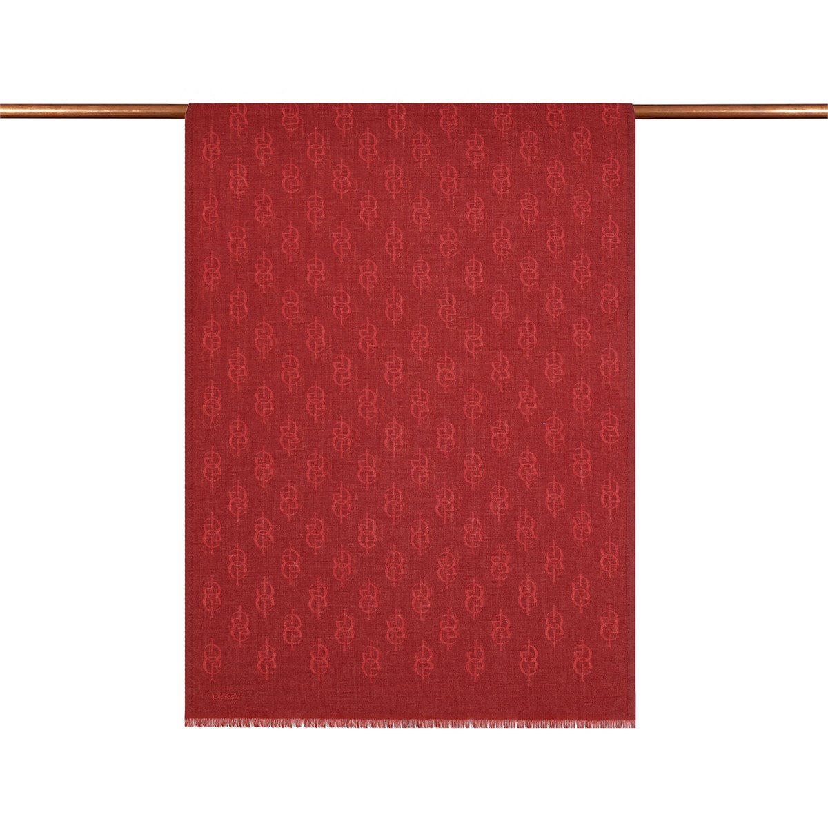 İpekevi Monogram Yün İpek Şal 09326-Bordo