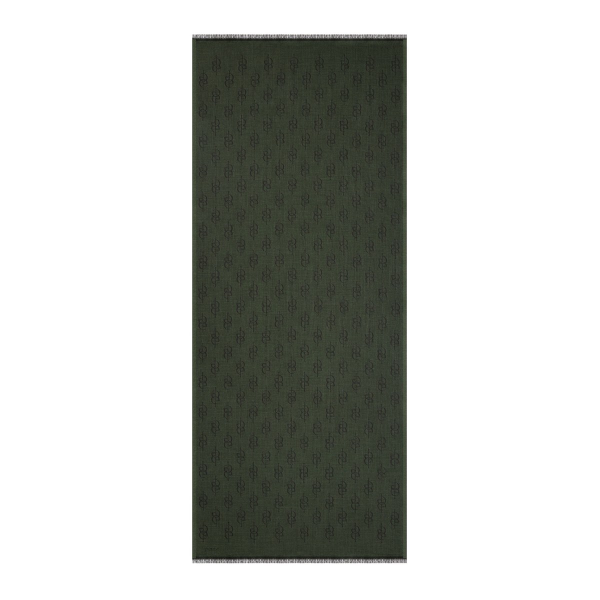 İpekevi Monogram Yün İpek Şal 09326-Çam Yeşili