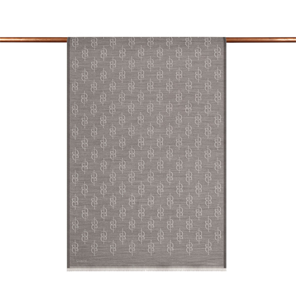 İpekevi Monogram Yün İpek Şal 09326-Gri