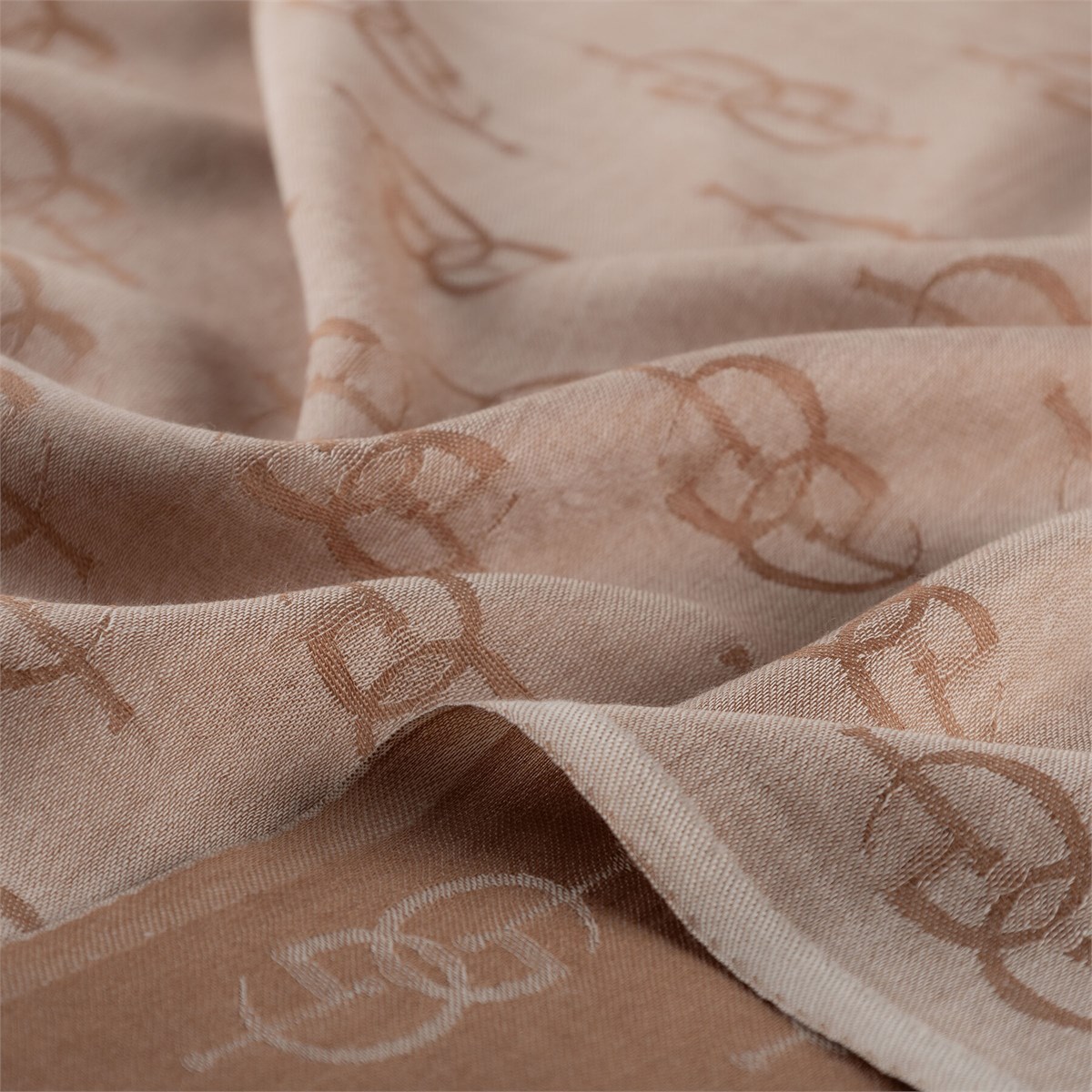 İpekevi Monogram Yün İpek Şal 09326-Koyu Taş