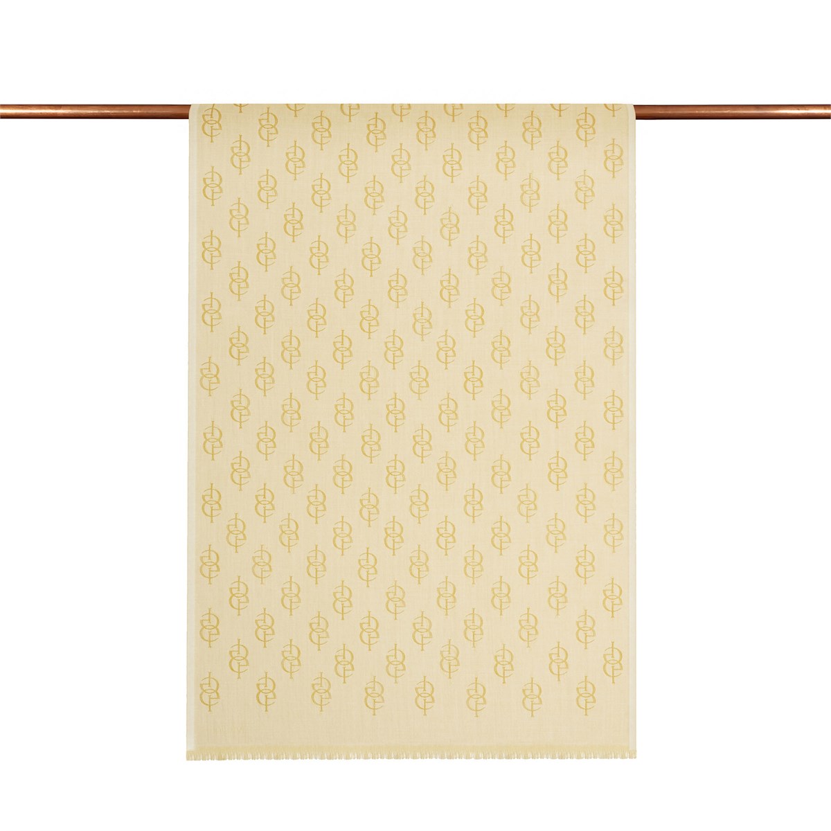 İpekevi Monogram Yün İpek Şal 09326-Krem