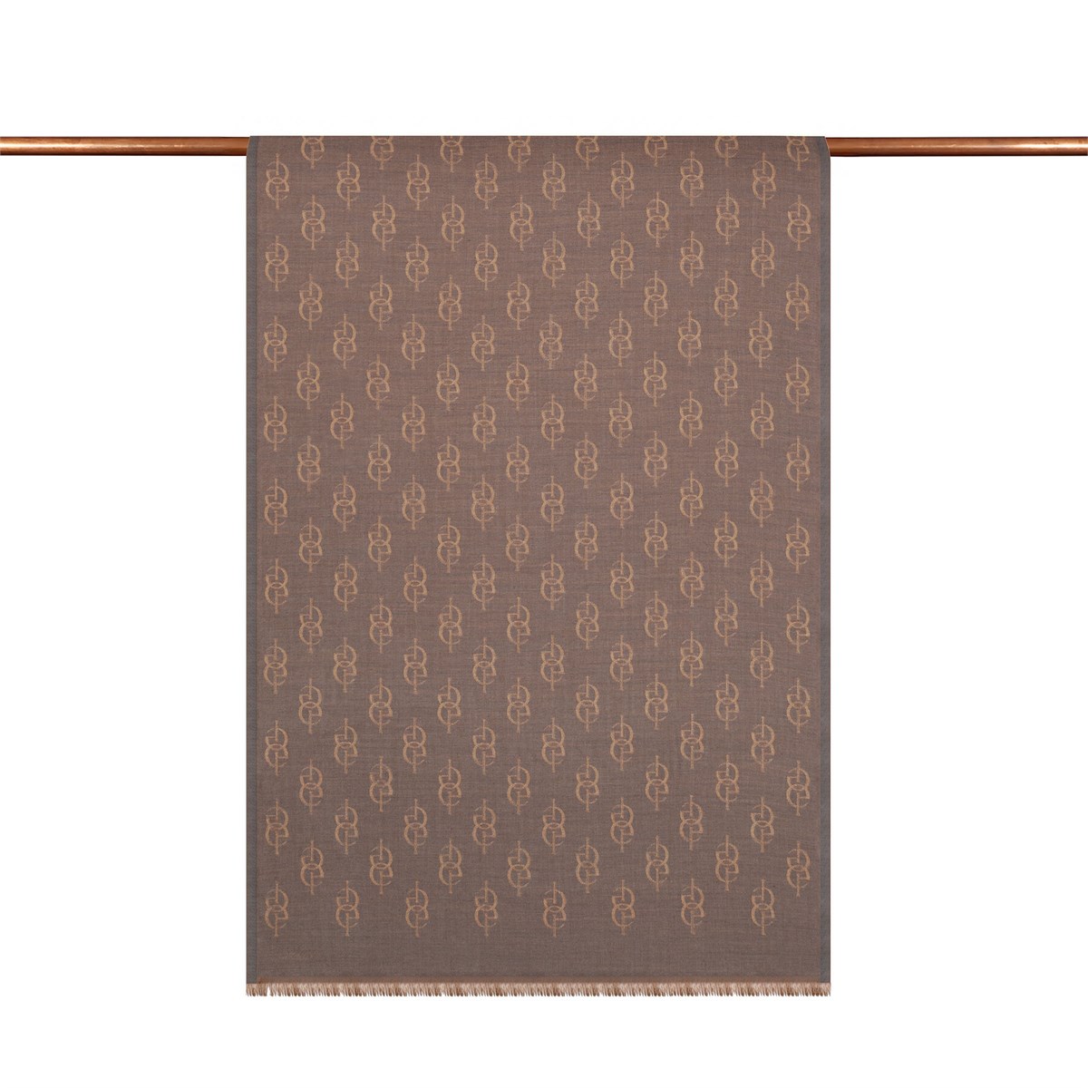 İpekevi Monogram Yün İpek Şal 09326-Kurşuni