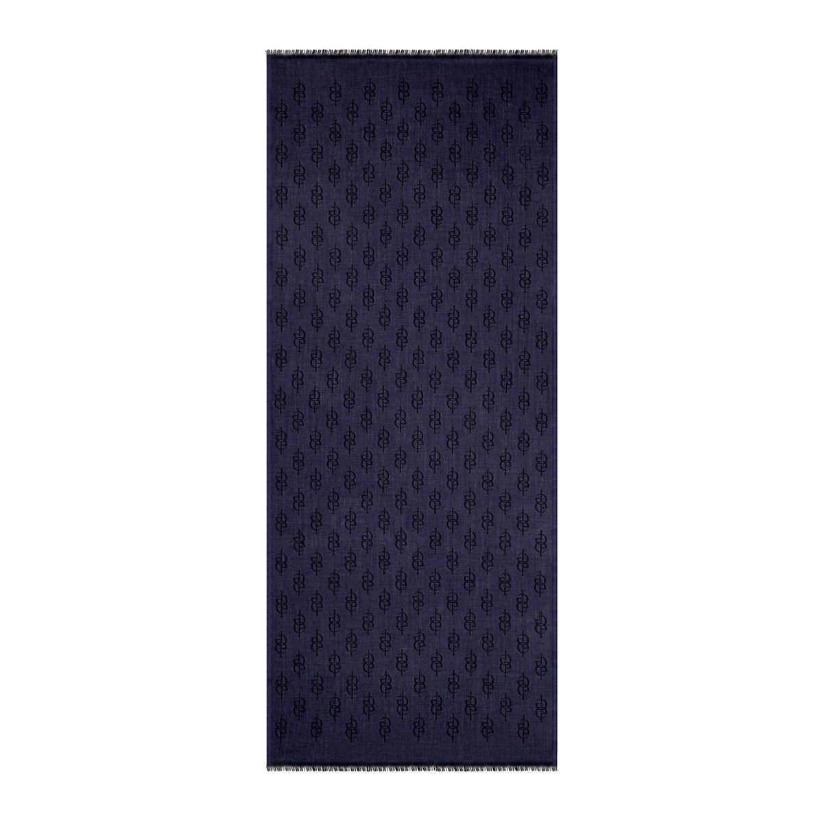 İpekevi Monogram Yün İpek Şal 09326-Lacivert