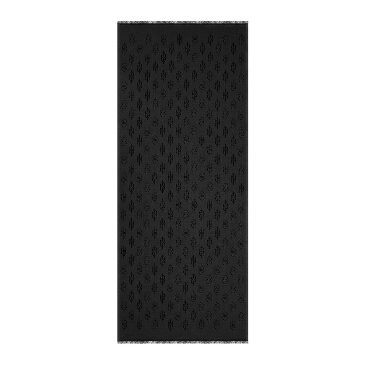 İpekevi Monogram Yün İpek Şal 09326-Siyah