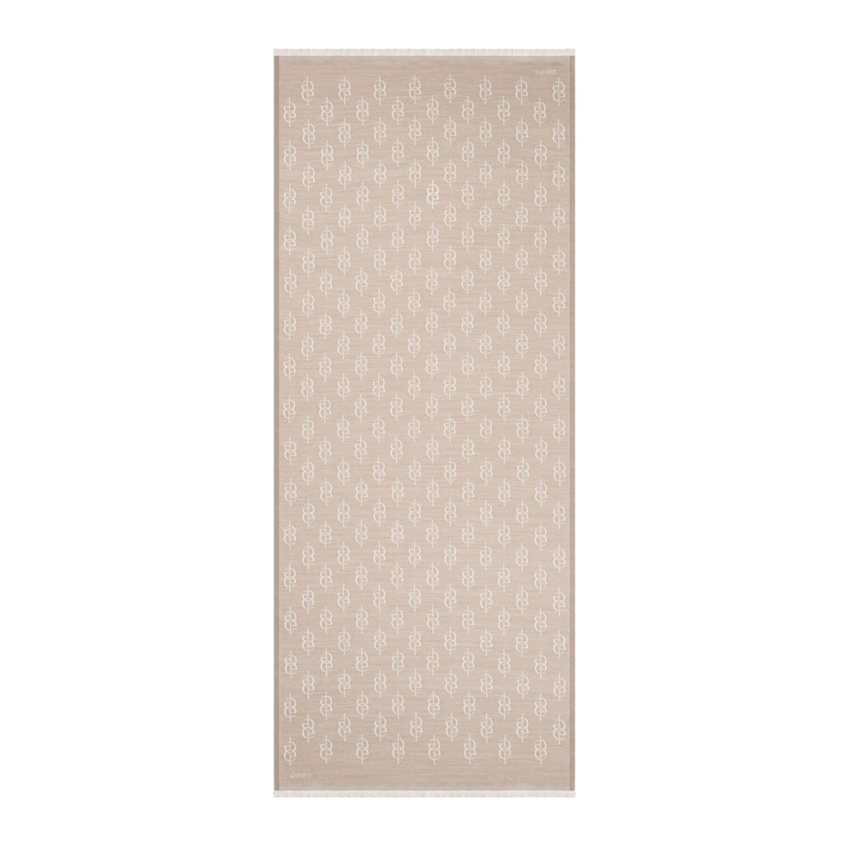 İpekevi Monogram Yün İpek Şal 09326-Taş