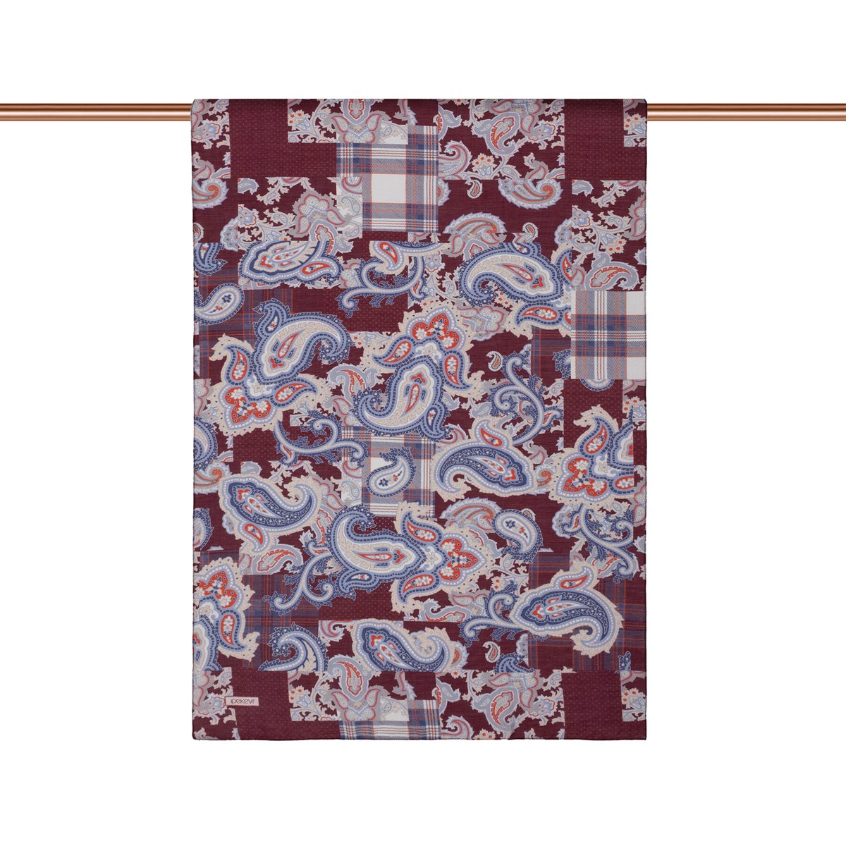 İpekevi Patchwork Desenli TenSoft Şal 03920-Mürdüm