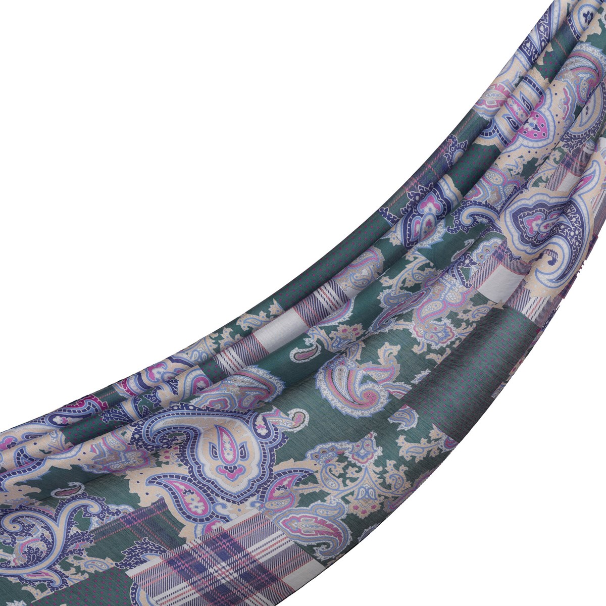İpekevi Patchwork Desenli TenSoft Şal 03920-Çam Yeşili