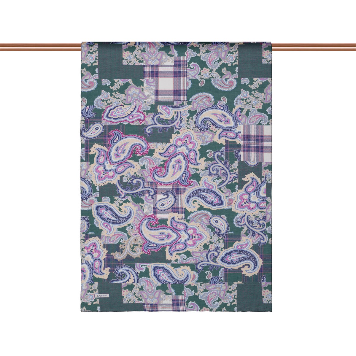 İpekevi Patchwork Desenli TenSoft Şal 03920-Çam Yeşili